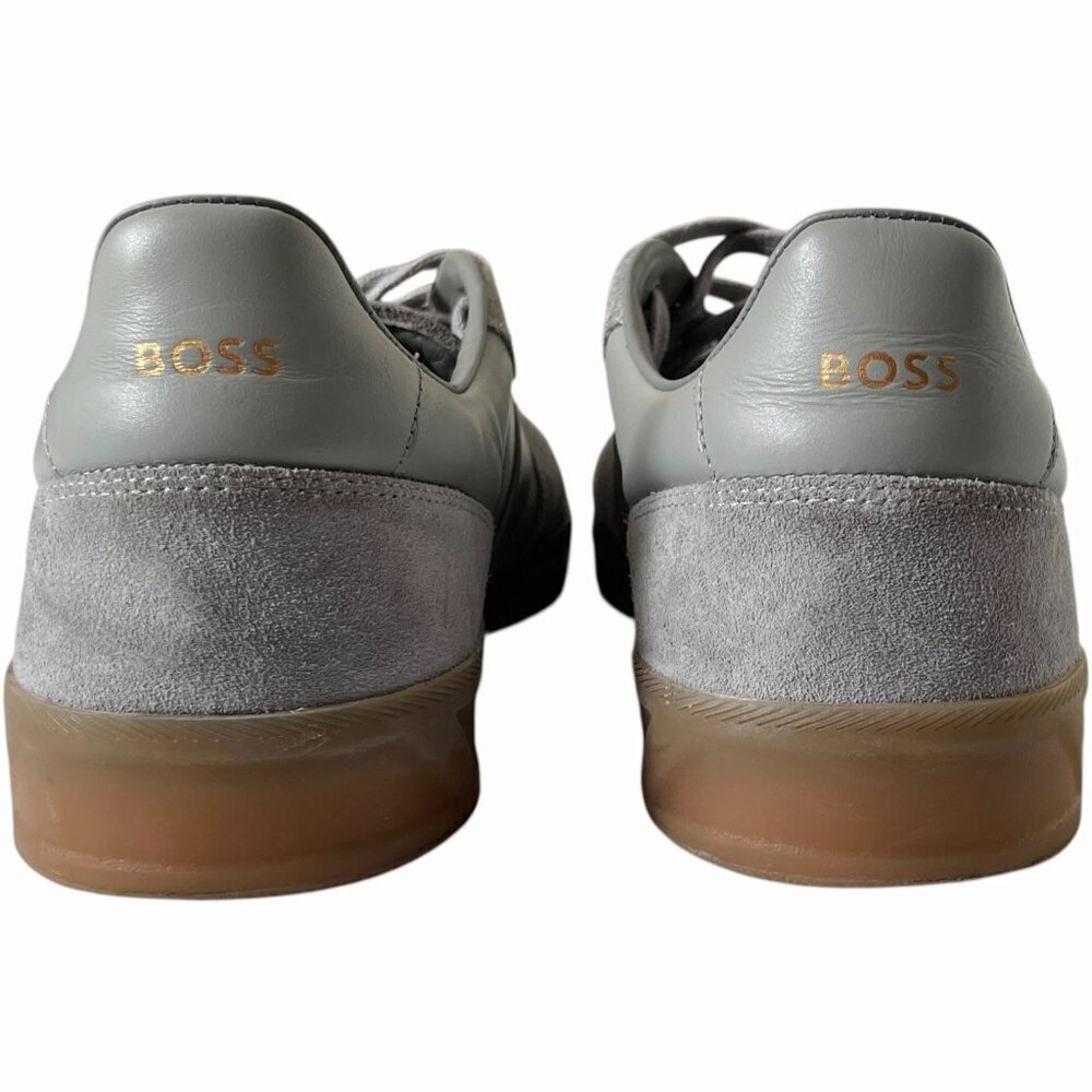 Boss Brandon Tenn Trainers Sneakers Gray Leather Suede - Picture 7 of 11